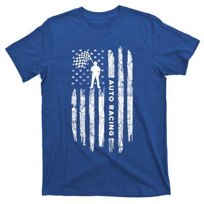 American Flag Auto Racing Clothing Gift Vintage Auto Racing Cute Gift T-Shirt