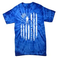 American Flag Auto Racing Clothing Gift Vintage Auto Racing Cute Gift Tie-Dye T-Shirt