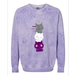 Asexuality Flag Animal Cat Ace Pride Demisexual Gift Asexual Colorblast Crewneck Sweatshirt