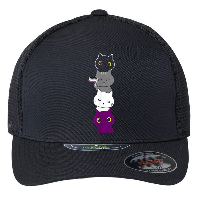 Asexuality Flag Animal Cat Ace Pride Demisexual Gift Asexual Flexfit Unipanel Trucker Cap