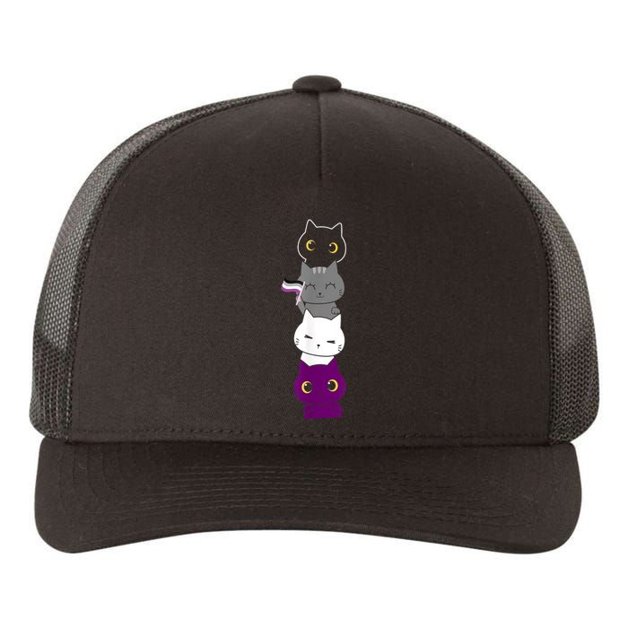 Asexuality Flag Animal Cat Ace Pride Demisexual Gift Asexual Yupoong Adult 5-Panel Trucker Hat