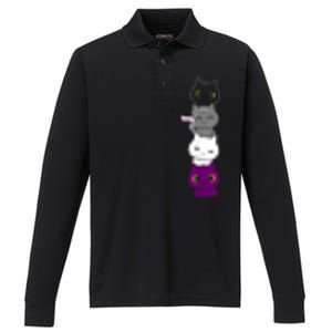 Asexuality Flag Animal Cat Ace Pride Demisexual Gift Asexual Performance Long Sleeve Polo