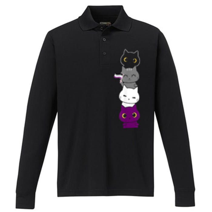 Asexuality Flag Animal Cat Ace Pride Demisexual Gift Asexual Performance Long Sleeve Polo