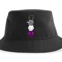 Asexuality Flag Animal Cat Ace Pride Demisexual Gift Asexual Sustainable Bucket Hat