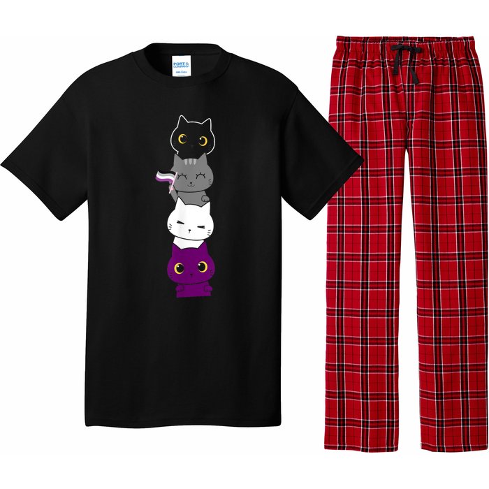 Asexuality Flag Animal Cat Ace Pride Demisexual Gift Asexual Pajama Set