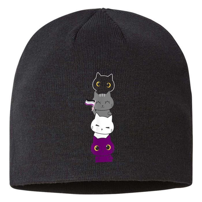 Asexuality Flag Animal Cat Ace Pride Demisexual Gift Asexual Sustainable Beanie