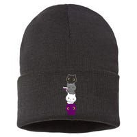 Asexuality Flag Animal Cat Ace Pride Demisexual Gift Asexual Sustainable Knit Beanie