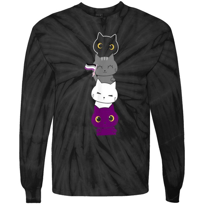 Asexuality Flag Animal Cat Ace Pride Demisexual Gift Asexual Tie-Dye Long Sleeve Shirt