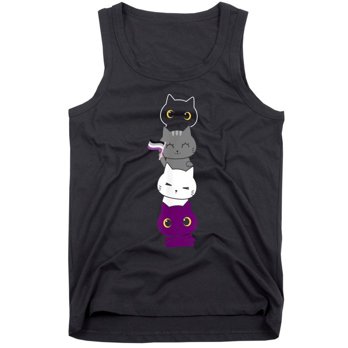 Asexuality Flag Animal Cat Ace Pride Demisexual Gift Asexual Tank Top