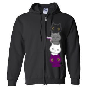 Asexuality Flag Animal Cat Ace Pride Demisexual Gift Asexual Full Zip Hoodie