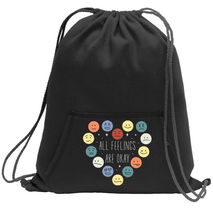 All Feelings Are Okay Mental Health Awareness Month Emotion Sweatshirt Cinch Pack Bag