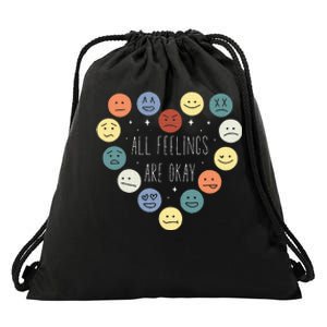 All Feelings Are Okay Mental Health Awareness Month Emotion Drawstring Bag