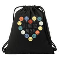 All Feelings Are Okay Mental Health Awareness Month Emotion Drawstring Bag