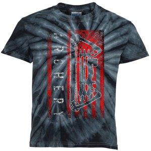 American Flag Archery Bowhunting Bow Deer Kids Tie-Dye T-Shirt