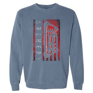 American Flag Archery Bowhunting Bow Deer Garment-Dyed Sweatshirt