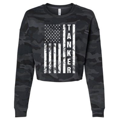 American Flag Army Tanker Cropped Pullover Crew