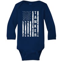 American Flag Army Tanker Baby Long Sleeve Bodysuit