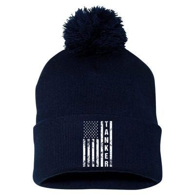 American Flag Army Tanker Pom Pom 12in Knit Beanie