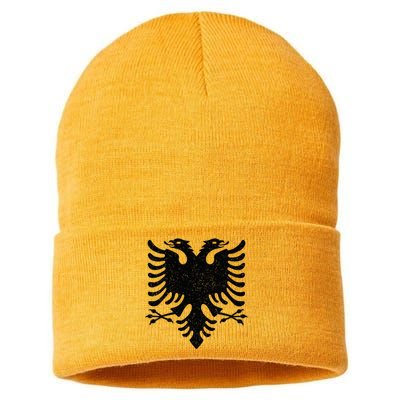 Albania Flag Albanian Doubleheaded Eagle Sustainable Knit Beanie