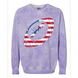 American Flag American Football Gift Colorblast Crewneck Sweatshirt