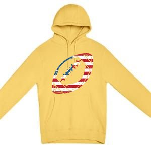 American Flag American Football Gift Premium Pullover Hoodie