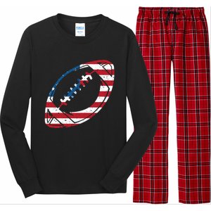 American Flag American Football Gift Long Sleeve Pajama Set