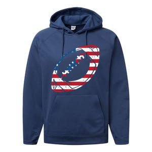 American Flag American Football Gift Performance Fleece Hoodie