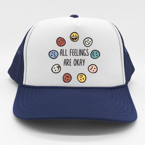 All Feelings Are Okay Tal Health Awareness Month Emotion Trucker Hat