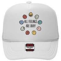 All Feelings Are Okay Tal Health Awareness Month Emotion High Crown Mesh Back Trucker Hat