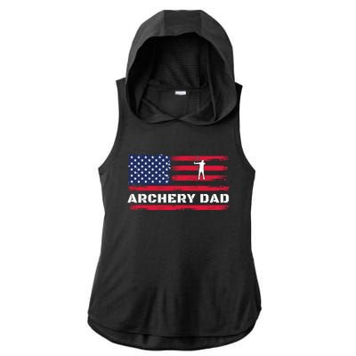 American Flag Archery Dad Father's Day Meaningful Gift Ladies PosiCharge Tri-Blend Wicking Draft Hoodie Tank