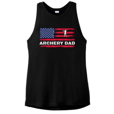 American Flag Archery Dad Father's Day Meaningful Gift Ladies PosiCharge Tri-Blend Wicking Tank