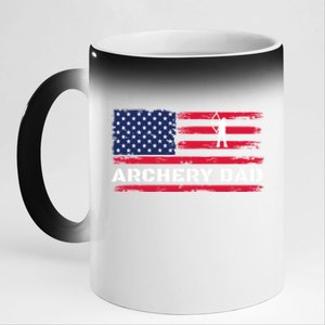 American Flag Archery Dad Father's Day Meaningful Gift 11oz Black Color Changing Mug