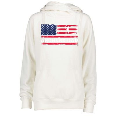 American Flag Archery Dad Father's Day Meaningful Gift Womens Funnel Neck Pullover Hood