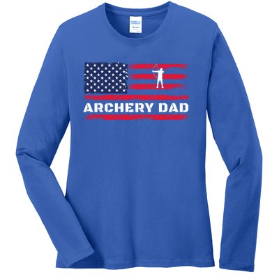 American Flag Archery Dad Father's Day Meaningful Gift Ladies Long Sleeve Shirt