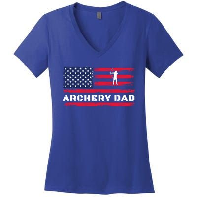 American Flag Archery Dad Father's Day Meaningful Gift Women's V-Neck T-Shirt