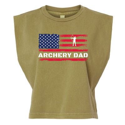 American Flag Archery Dad Father's Day Meaningful Gift Garment-Dyed Women's Muscle Tee