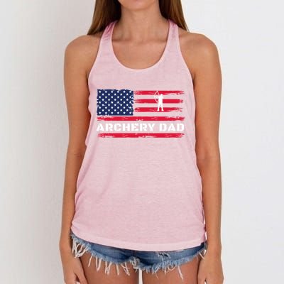 American Flag Archery Dad Father's Day Meaningful Gift Women's Knotted Racerback Tank