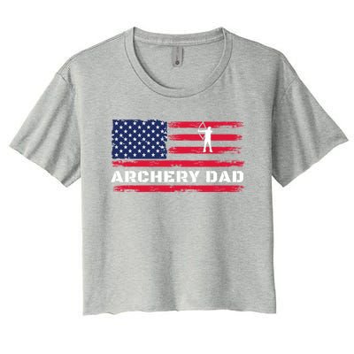 American Flag Archery Dad Father's Day Meaningful Gift Women's Crop Top Tee