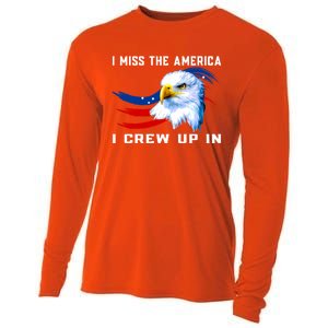 American Flag And Eagle I Miss The America I Grew Up In Gift Cooling Performance Long Sleeve Crew