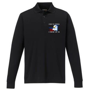 American Flag And Eagle I Miss The America I Grew Up In Gift Performance Long Sleeve Polo