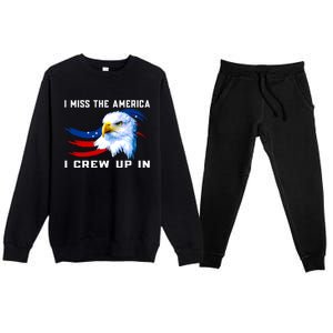 American Flag And Eagle I Miss The America I Grew Up In Gift Premium Crewneck Sweatsuit Set