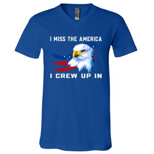 American Flag And Eagle I Miss The America I Grew Up In Gift V-Neck T-Shirt