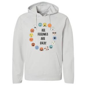 All Feelings Are Okay School Teacher Psychologist Counselor Performance Fleece Hoodie