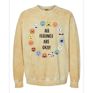 All Feelings Are Okay School Teacher Psychologist Counselor Colorblast Crewneck Sweatshirt