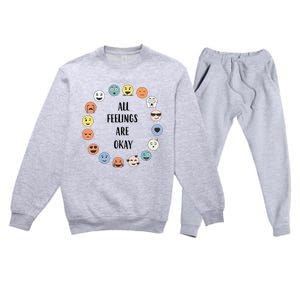 All Feelings Are Okay School Teacher Psychologist Counselor Premium Crewneck Sweatsuit Set