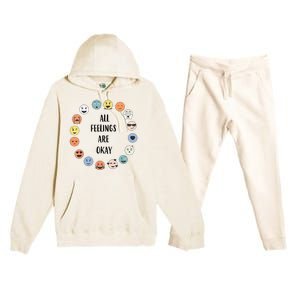 All Feelings Are Okay School Teacher Psychologist Counselor Premium Hooded Sweatsuit Set