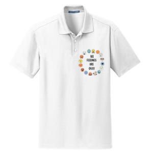 All Feelings Are Okay School Teacher Psychologist Counselor Dry Zone Grid Polo