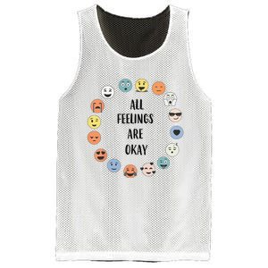 All Feelings Are Okay School Teacher Psychologist Counselor Mesh Reversible Basketball Jersey Tank