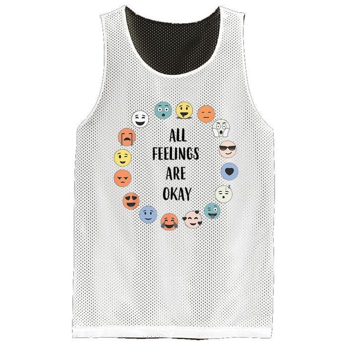 All Feelings Are Okay School Teacher Psychologist Counselor Mesh Reversible Basketball Jersey Tank