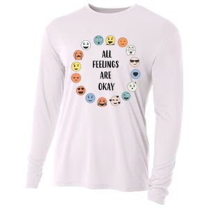 All Feelings Are Okay School Teacher Psychologist Counselor Cooling Performance Long Sleeve Crew